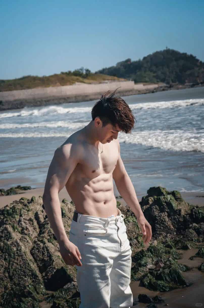 图片[5]-北体182cm冷白皮体育生，腹肌太撩人了！-小蓝短视频