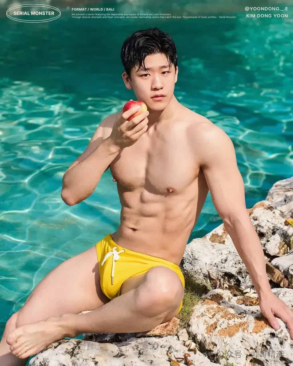 图片[4]-穿粉色比基尼泳裤的大鼻子帅哥看起来性感又纯-小蓝短视频