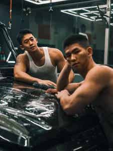 图片[7]-跟肌肉男小师弟一起修车，他居然上手啦？ ​​​-小蓝短视频